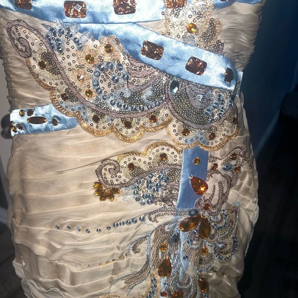 MUSANI GOLD COUTURE Evening Prom Dress Gown - Picture 6 of 14